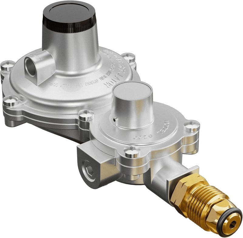 CALPOSE 2 Stage Propane Regulator with POL, Propane Tank Regulator for RV, Vans, Trailers, Campers, 100lb Tank, ASME Tank, Generators - Image 1